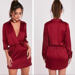 PrettyLittleThing plus size red satin dress- 14